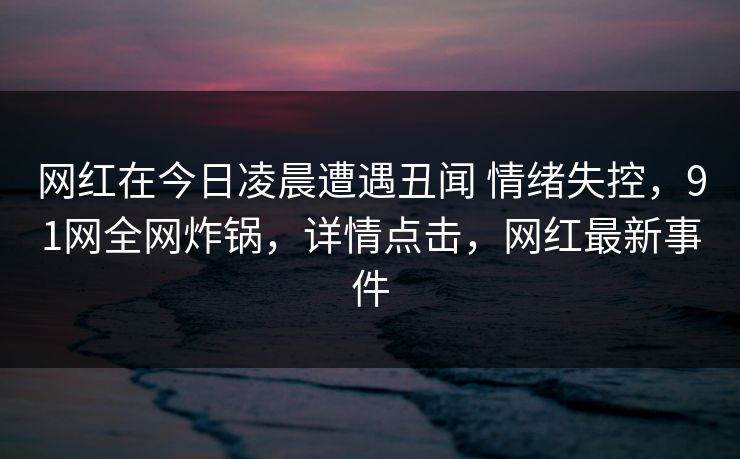 网红在今日凌晨遭遇丑闻 情绪失控，91网全网炸锅，详情点击，网红最新事件