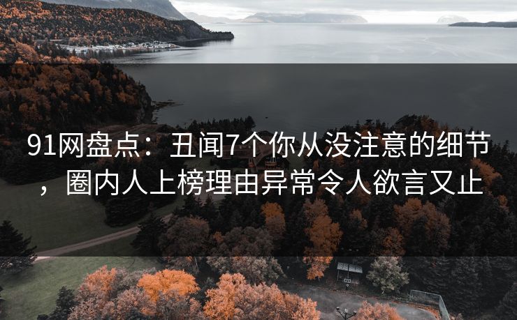91网盘点：丑闻7个你从没注意的细节，圈内人上榜理由异常令人欲言又止