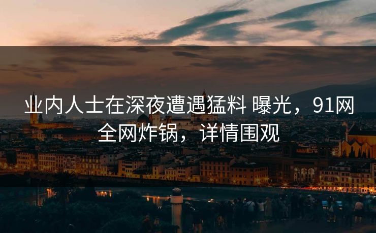 业内人士在深夜遭遇猛料 曝光，91网全网炸锅，详情围观