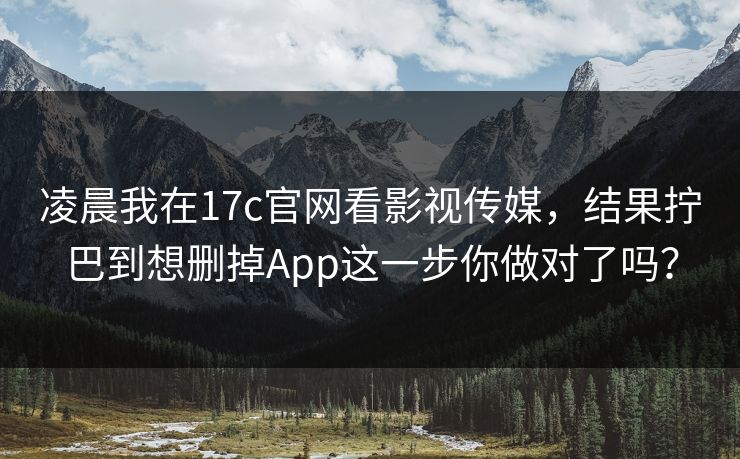 凌晨我在17c官网看影视传媒,结果拧巴到想删掉App这一步你做对了吗?