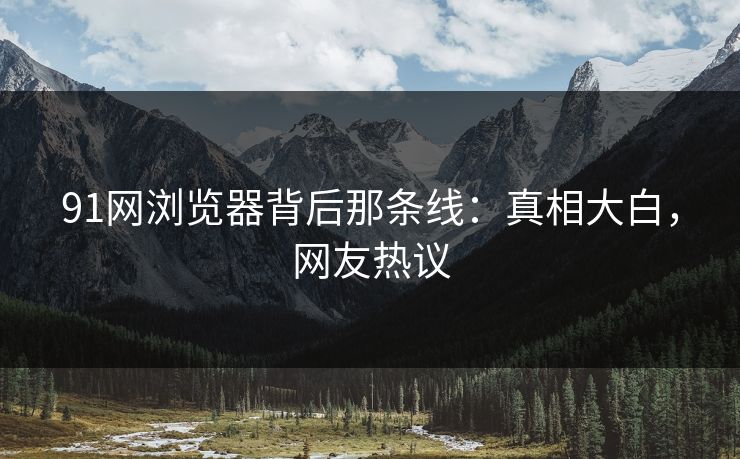 91网浏览器背后那条线:真相大白,网友热议